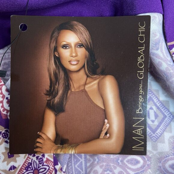 IMAN Global Chic Women’s Purple Geometric Print Draped Blouse Size Small New! - Picture 12 of 12